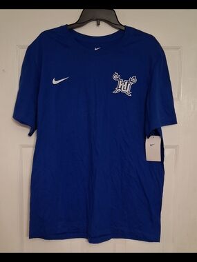 Nike Royal Blue Short Sleeve Logo Tee Hampton University Pirates Men's Size XL